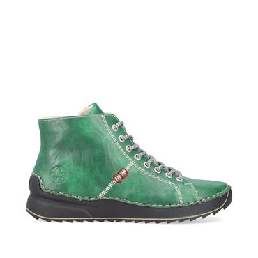 Rieker Laced Ankle Boot With Side Zip - Green